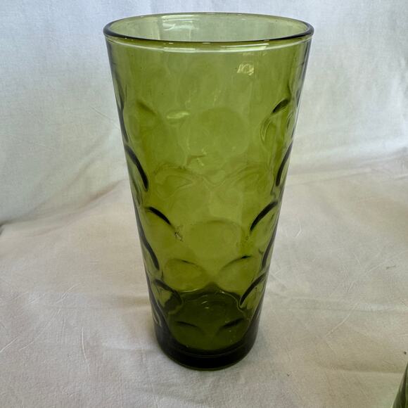 Vintage Hazel Atlas Cooler Tumbler "Eldorado Avocado" Green 12 oz Set of 4 - Picture 5 of 6
